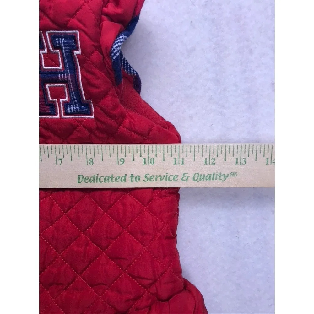 Tommy Hilfiger Quilted‎ Vest Kids 3T Red  Ruffle Hem Plaid Trim Puffer